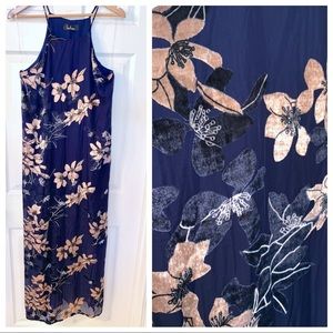 Lulus Midnight Love Navy Velvet Floral Maxi Dress